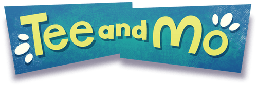 Logo of 'Tee and Mo' with a blue background